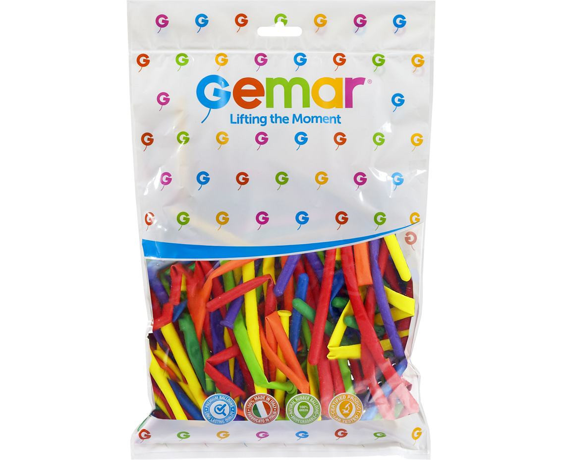 Balony Gemar, rurki włoskie party mix, 100szt.